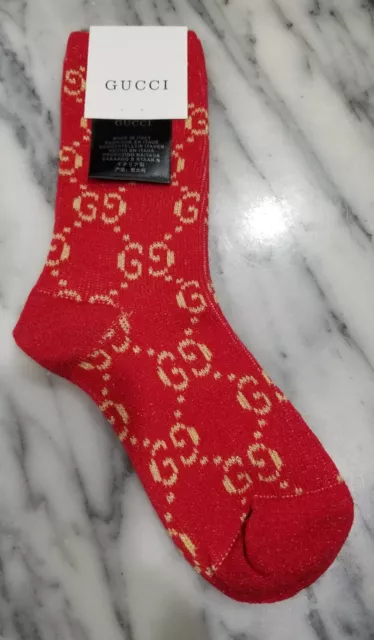 Gucci Socks Red Sparkling Glitter Crew Cut