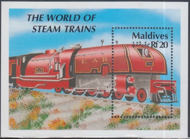 MALDIVE ISLANDS Sc # 1485 MNH S/S - LOCOMOTIVES