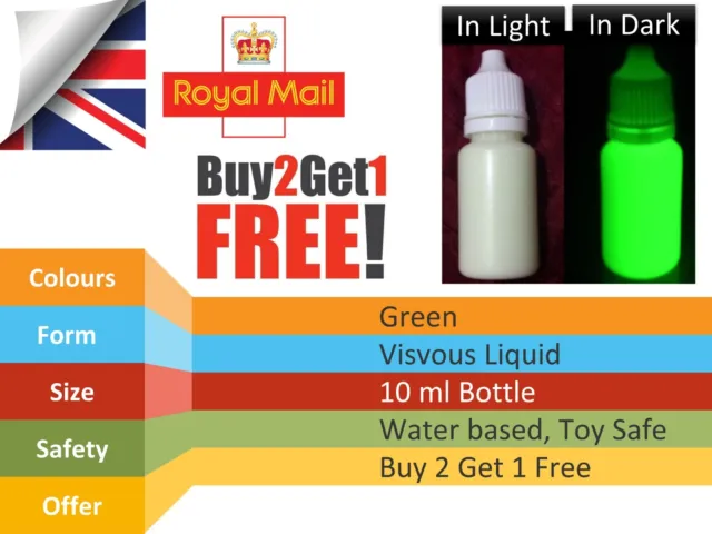 Multi Purpose Extreme Glow in the Dark Paint 10ml bottle - Quality Guaranteed