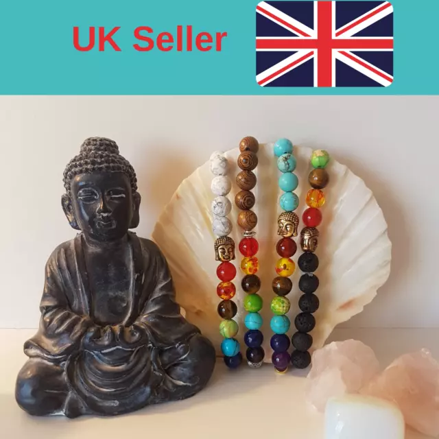 7 Chakra Crystal Stones Bracelet. Healing Beads Jewellery. reiki meditation