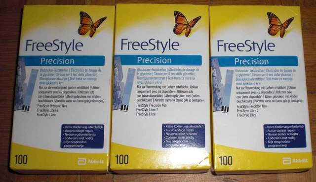 300 pezzi (3 x 100) strisce test della glicemia FreeStyle Precision, MHD sep. 2024