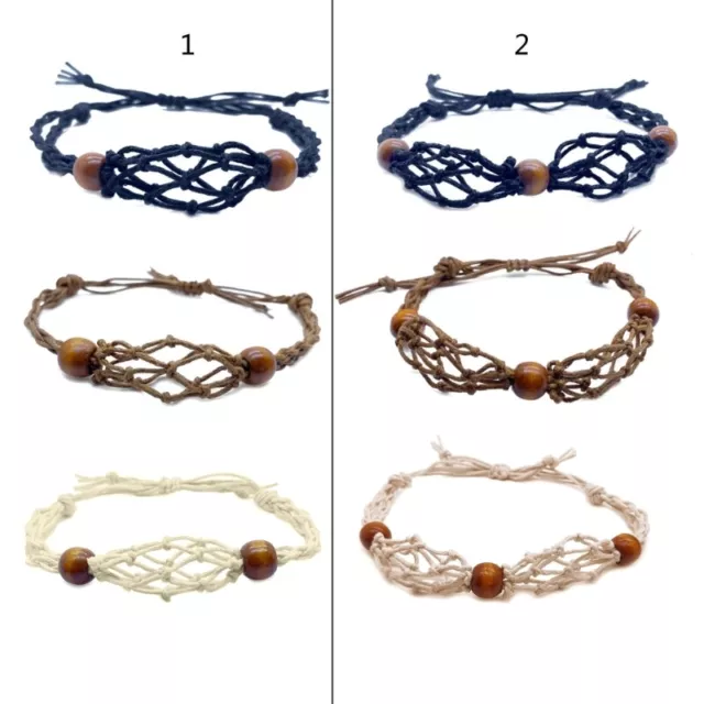 Empty Without Stone Crystal Holder Bracelet Natural Healing Gem Macrame Bracelet