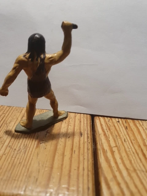 Figurine Starlux Homme Préhistorique Et Bête - Années 70 - Collection Dinosaures