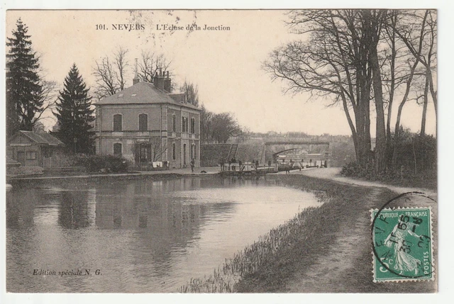 NEVERS - Snow - CPA 58 - Junction Canal Peniche Lock
