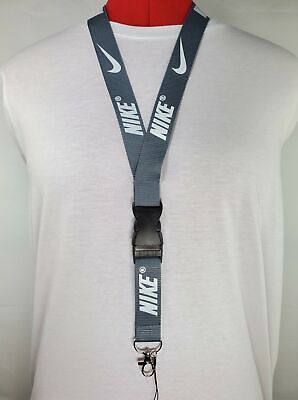 Nike Lanyard Grey & White Strap Detachable Keychain Badge ID Holder