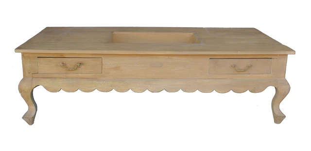 Table basse carrée en bois massif exotique | Selency