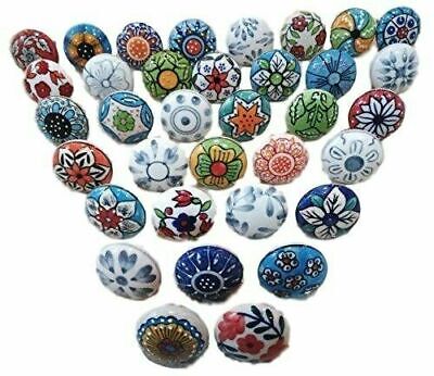 20 Ceramic Cabinet Knobs Pulls Hand Painted Drawer Door Handles Color Full knobs