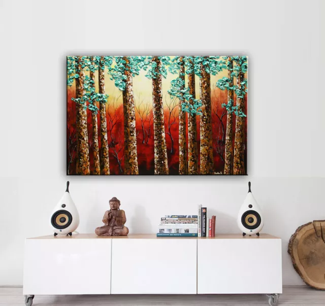 Forest Painting, Landscape Art, Large Textured Artwork, Impasto Tree Painting 2