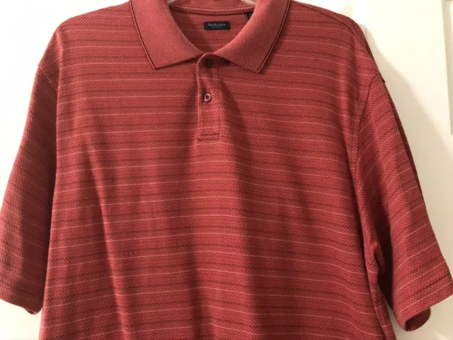 Van Heusen Studio Cotton Poly Polo Shirt Large 2 Button Short Sleeve Rusty Color