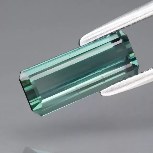 1.09ct 9.6x4mm VS Octagon Natural Unheated Bluish Green Tourmaline, Mozambique