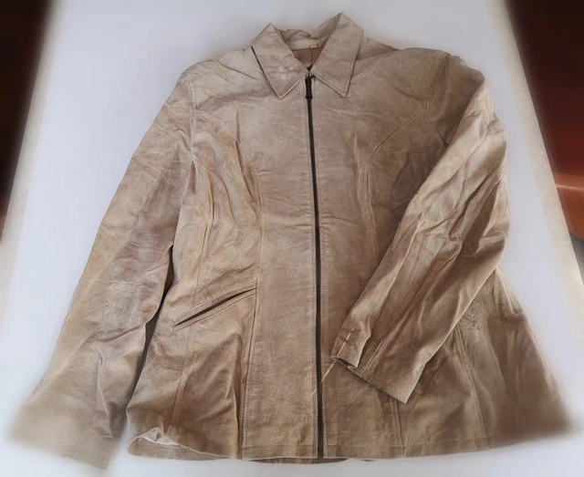 VESTE EN CROÛTE de cuir Beige EUR 10,00 PicClick FR