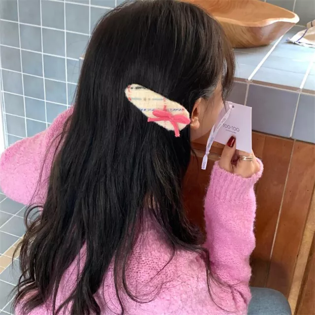 Süße rosa Bogenplaid Haarnadel Girly Pons Side Clips Haarklammern Haarzubehör Le