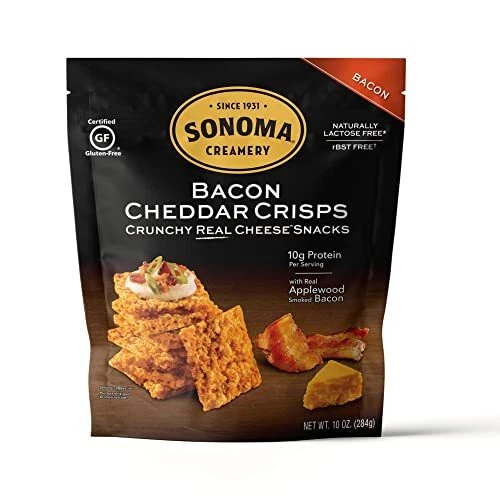 Sonoma Creamery - Cheese Crisps Bacon Cheddar 10 Oz 1 Count | Savory Snack | ...