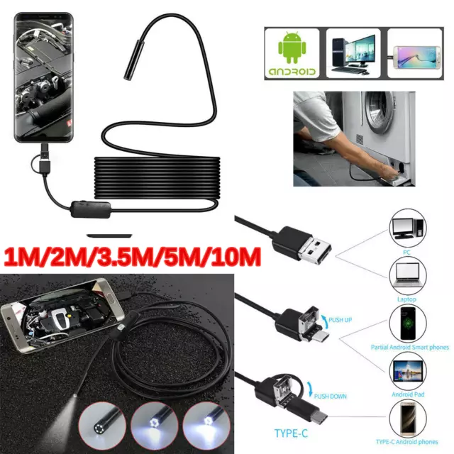 1-10M Waterproof USB Endoscope Borescope Inspection HD Camera For Android Phone