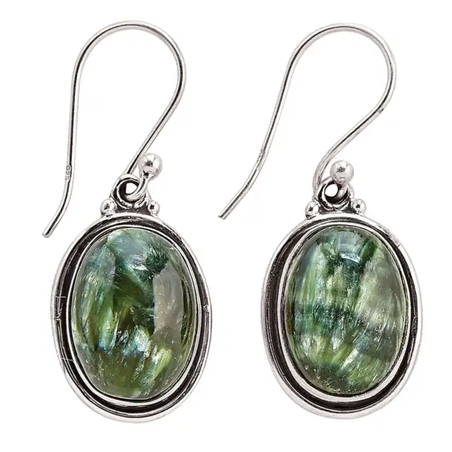 FLORIANA Women's Gemstone Seraphinite Earrings - Sterling Silver, French Hooks