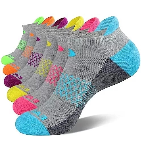 eallco Womens Ankle Socks 6 Pairs Running Athletic Cushioned Sole Socks With