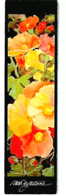 Orange Flowers Floral Bookmark Sara Eyestone Black  Antioch Gift Enclosure 1989