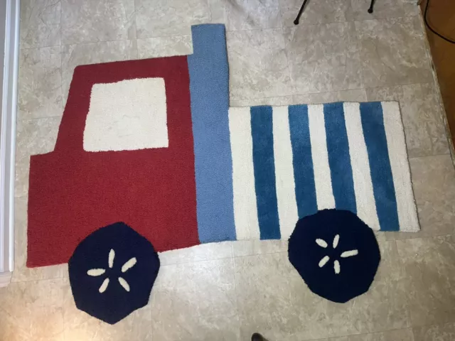 Pottery Barn Kids Shaped Truck Wool Rug.5' x 6.5' NEW