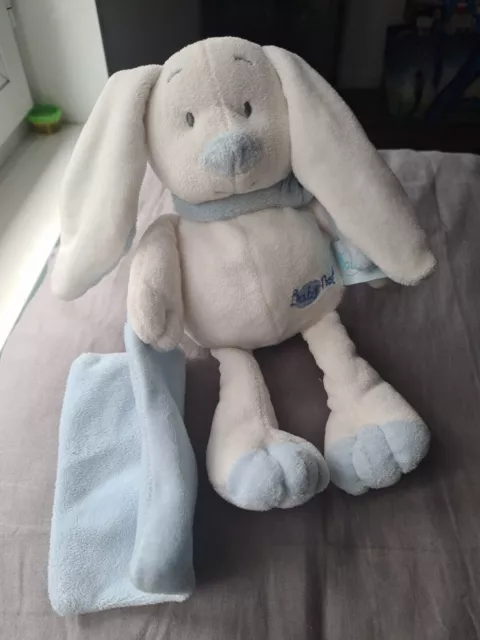 BABYNAT BABY NAT DOUDOU LAPIN BLANC bleu MOUCHOIR BLEU ECHARPE