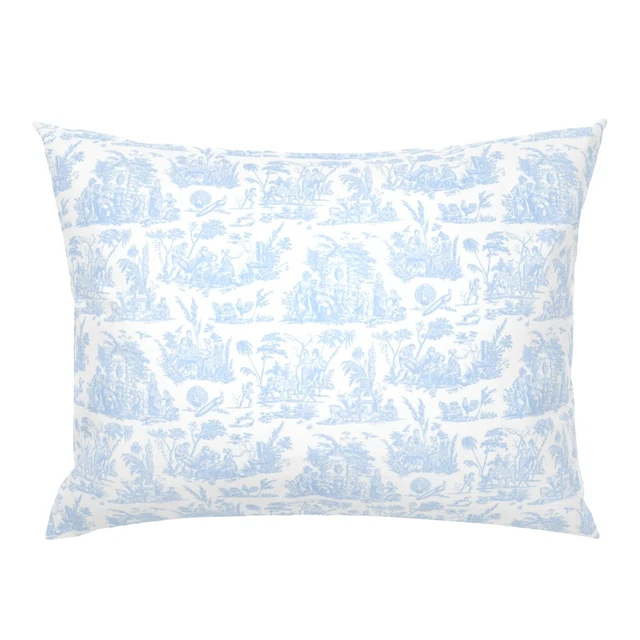 Toile Blue White Baby Romantic French Pillow Sham by Spoonflower