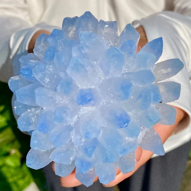 438G New Find Blue Phantom Quartz Crystal Cluster Mineral Specimen Healing.