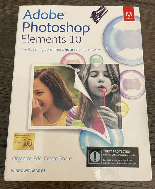 ADOBE ELEMENTS 10 for PC/Windows,MAC.Original Box/Serial