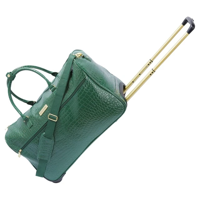 Samantha Brown Luggage Wheeled Weekender Croco Embossed- Green