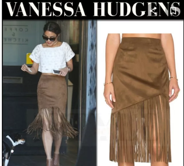 FLAW Tularosa Donna Fringe Faux Suede Skirt Size XS