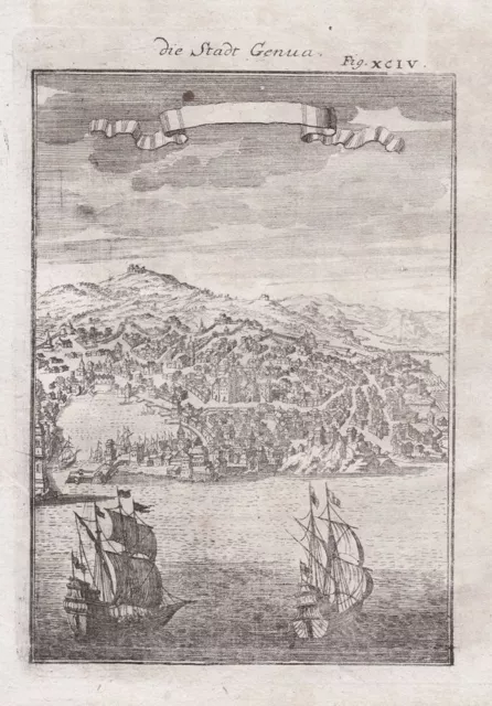 Genova Genua Genoa Italia Italy Kupferstich incisione engraving Mallet 1719