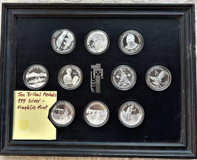 Franklin Mint Official Coin-Medals of Indian Tribal Nations; .999 Silver