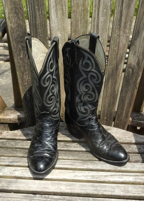 VTG DAN POST Leather Cowboy Boots 16642 Men display picture 3