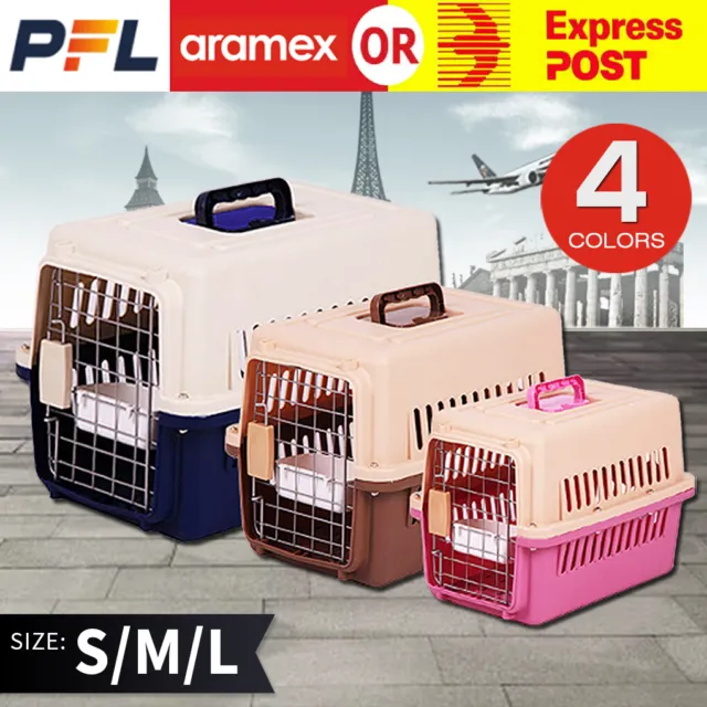 Portable Pet Dog Cat Carrier Travel Cage Safe Lockable Kennel Airline Approved