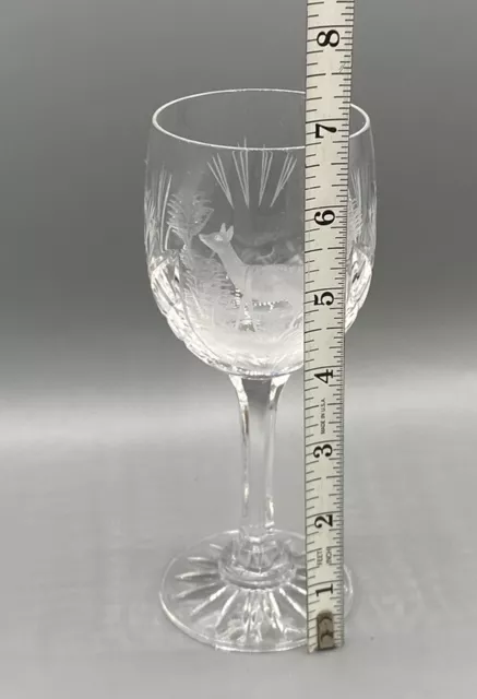 BOHEMIAN-STYLE  Etched Stag CLEAR WINE GLASS GOBLET 3