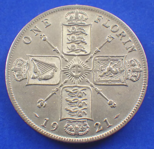 King George V 1921 florin gVF/aEF trace lustred (see below) - jwhitt60 coins