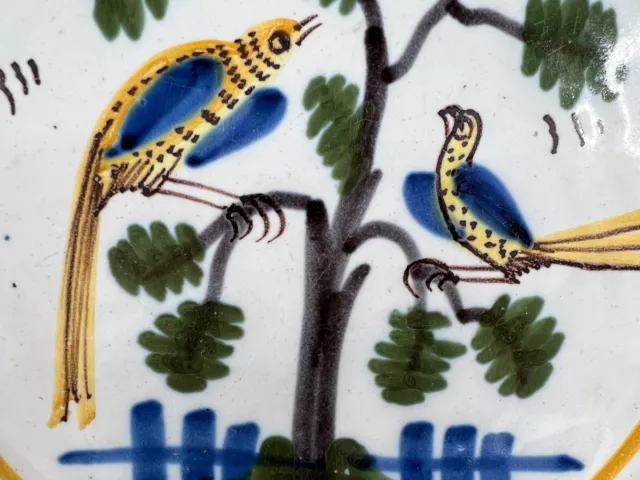 ancienne assiette en faience De Vausse Nevers à décor d'oiseaux sur arbre 1800 3