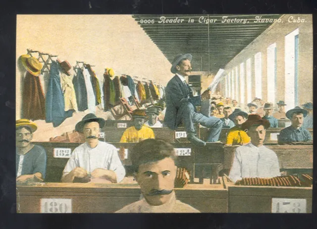 Havana Cuba Cigar Factory Interior Reader Workers Postcard Copy