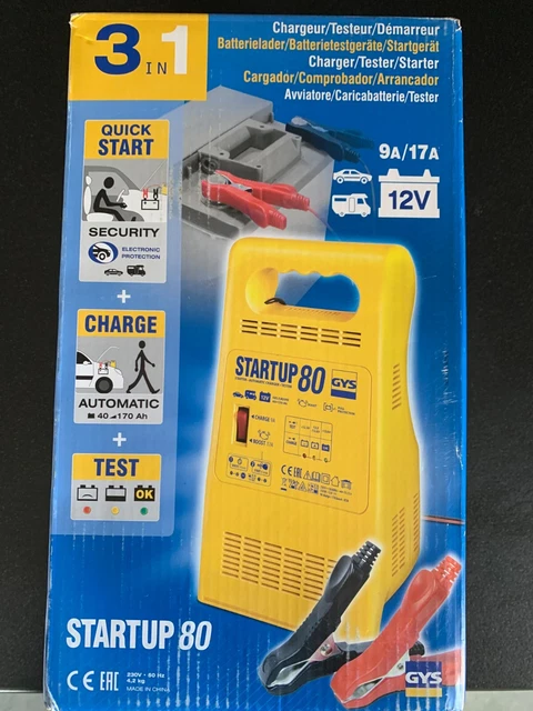 Chargeur booster testeur de batterie GYS Start UP 80 pour batterie de 45 à 170ah