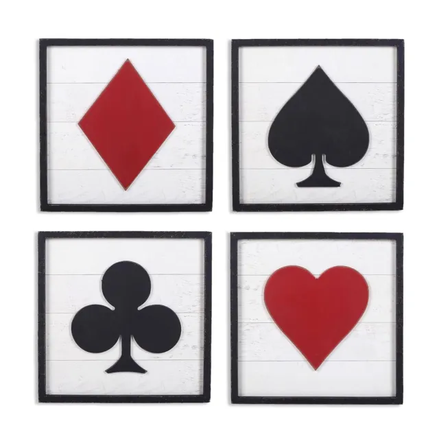 Poker Wall Art Decor Game Room Decor Framed Wooden Square Accessories Hanging...