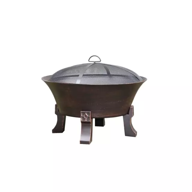 26 inch Cast Iron Fire Pit Deep Bowl Design Outdoor Yard Patio Wood Burning