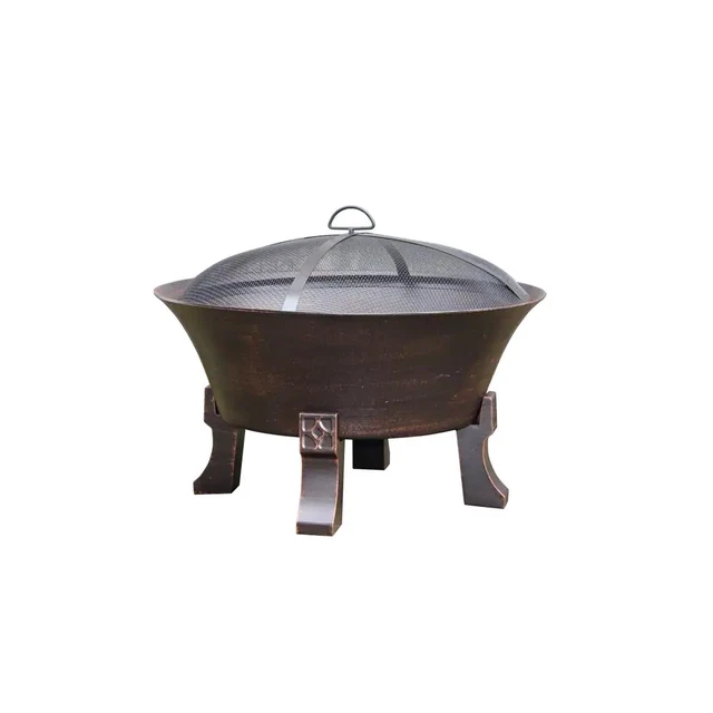 26 inch Cast Iron Fire Pit Deep Bowl Design Outdoor Yard Patio Wood Burning