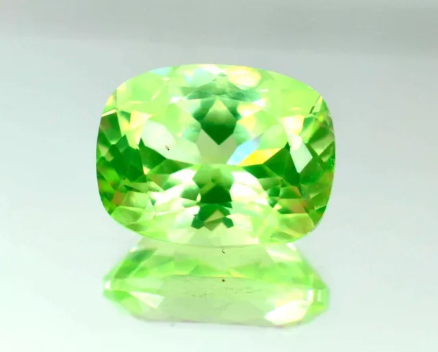 Natural 9.80 Ct Certified Green Apatite Mozambique Cushion Cut Loose Gemstone