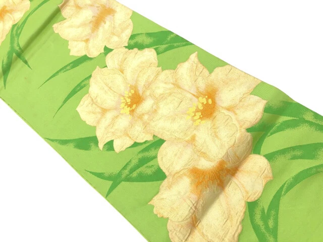 6373594: Japanese Kimono / Antique Fukuro Obi / Woven Floral Plants