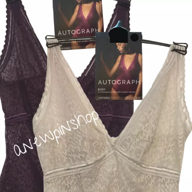 M&S Ladies Body Purple OR Putty Lace Stretch Non Wired BNWT Marks Autograph £30