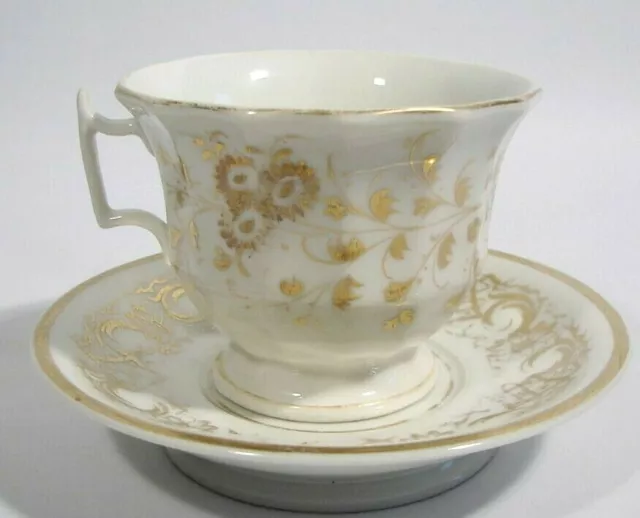 Porzellan Kakao Tasse mit Untertasse Porcelain Vieux Paris Gold Dekor 1850