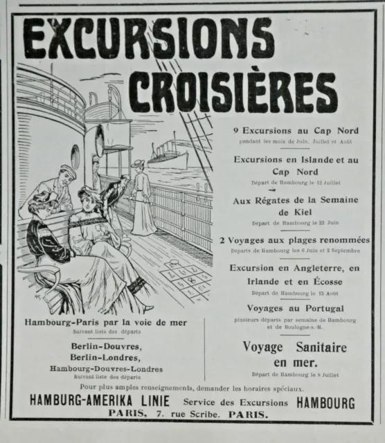 1905 Hamburg Cruise Excursions Amerika Line Press Advertisement