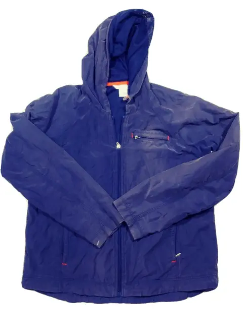 Jockey Windbreaker Womens L Navy Full Zip Hooded Jacket Mesh Lined Rain Coat EUC