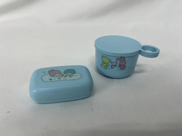 Vintage Sanrio 1976 Little Twin Stars Mini Cup with Lid & Small Container-Japan