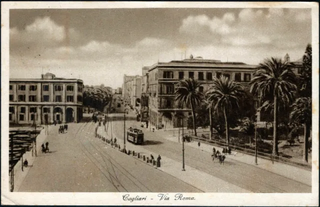 "Cagliari - via Roma" - viaggiata  - 1937
