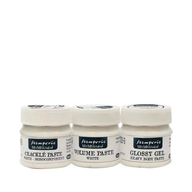 Selection mixed media paste : Volume paste, Glossy, crackle 50ml