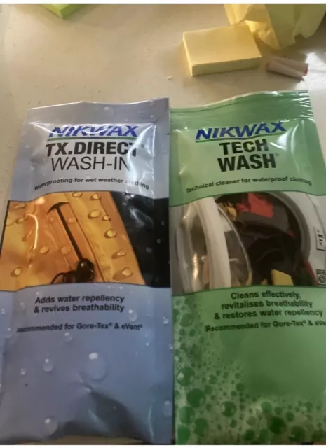 Nikwax Tech Wash & TX Direct POUCH Twin Pack Cleaning Waterproof Outdoor Jacket